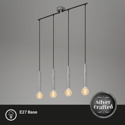 Briloner - Lámpara de araña LONGA 4xE27/60W/230V plata