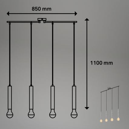 Briloner - Lámpara de araña LONGA 4xE27/60W/230V plata