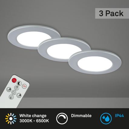 Briloner - SET 3x Lámpara empotrable de baño LED regulable LED/4,8W/230V 3000-6500K IP44 + control remoto