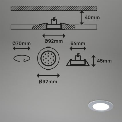 Briloner - SET 3x Lámpara empotrable de baño LED regulable LED/4,8W/230V 3000-6500K IP44 + control remoto