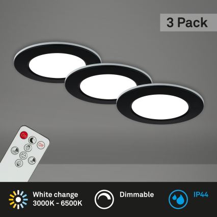 Briloner - SET 3x Lámpara empotrable de baño LED regulable luminaria LED/4,8W/230V 3000-6500K IP44 + control remoto