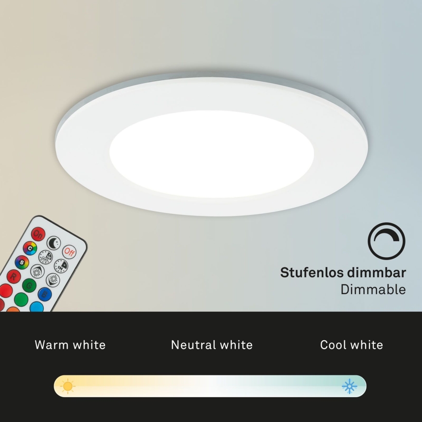 Briloner - SET 3x RGBW Lámpara empotrable de baño LED regulable LED/4,8W/230V 3000-6500K IP65 + control remoto