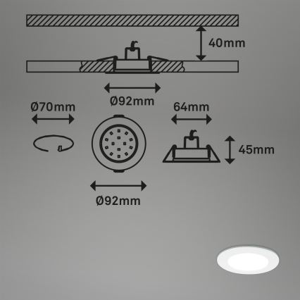 Briloner - SET 3x RGBW Lámpara empotrable de baño LED regulable LED/4,8W/230V 3000-6500K IP65 + control remoto