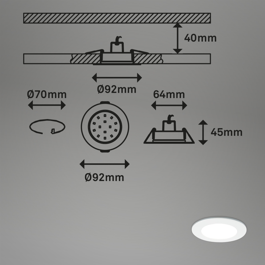 Briloner - SET 3x RGBW Lámpara empotrable de baño LED regulable LED/4,8W/230V 3000-6500K IP65 + control remoto