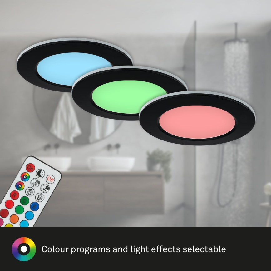 Briloner - SET 3x LED RGBW Lámpara empotrable regulable para el baño LED/4,8W/230V 3000-6500K IP65 + control remoto
