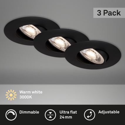 Briloner - SET 3x Lámpara de baño LED regulable LED/4,9W/230V IP23