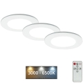 Briloner - SET 3x Lámpara empotrable de baño LED regulable LED/4,8W/230V 3000-6500K IP44 + control remoto