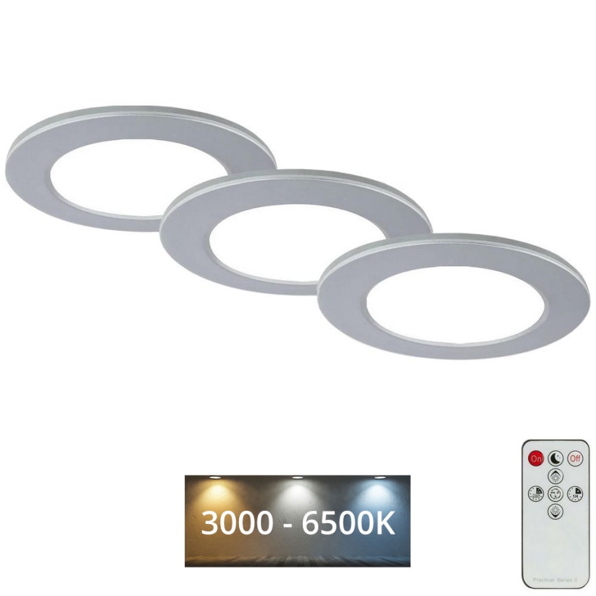 Briloner - SET 3x Lámpara empotrable de baño LED regulable LED/4,8W/230V 3000-6500K IP44 + control remoto