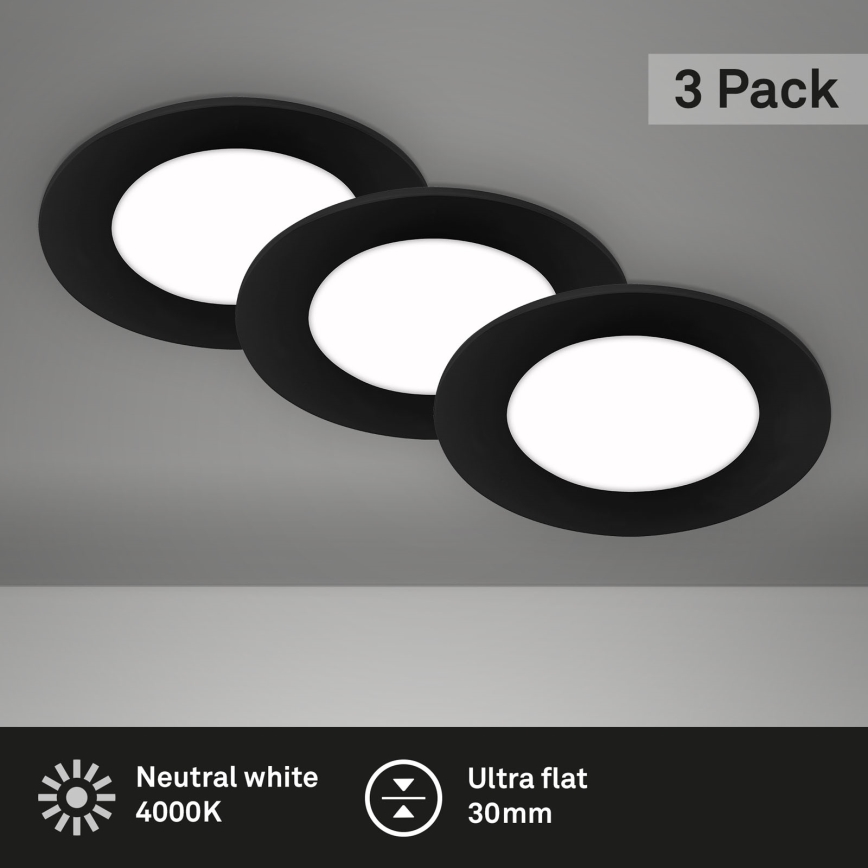 Briloner - SET 3x Lámpara empotrada LED para baños LED/3W/230V IP23