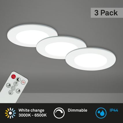 Briloner - SET 3x Lámpara empotrable de baño LED regulable LED/4,8W/230V 3000-6500K IP44 + control remoto