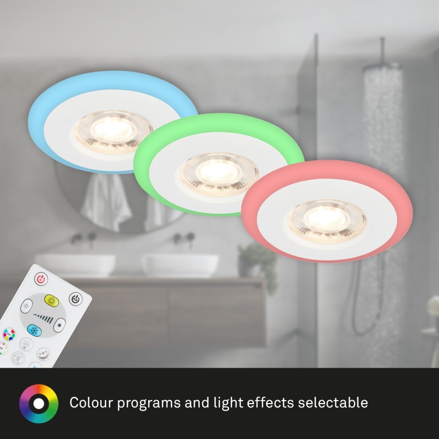 Briloner - SET 3x LED RGBW Lámpara empotrable regulable para el baño LED/5W/230V 3000-6500K IP44 + control remoto