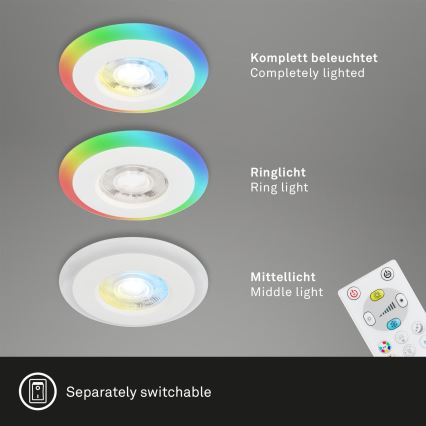 Briloner - SET 3x LED RGBW Lámpara empotrable regulable para el baño LED/5W/230V 3000-6500K IP44 + control remoto