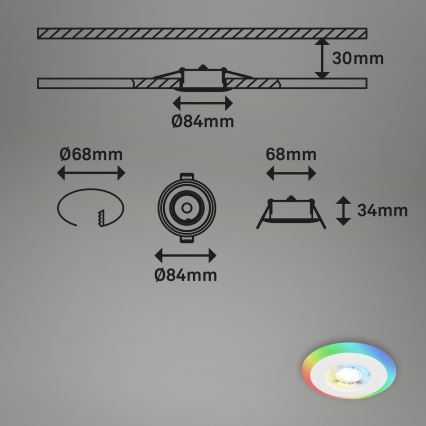 Briloner - SET 3x LED RGBW Lámpara empotrable regulable para el baño LED/5W/230V 3000-6500K IP44 + control remoto