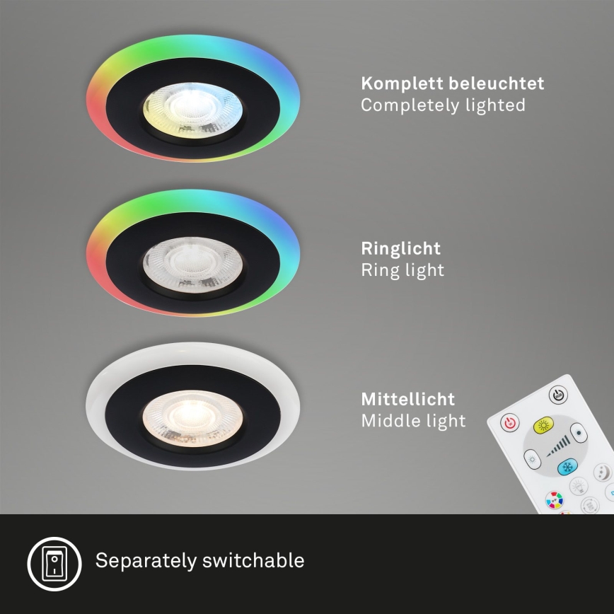 Briloner - SET 3x LED RGBW Lámpara empotrable regulable para el baño LED/5W/230V 3000-6500K IP44 + control remoto