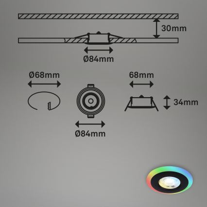 Briloner - SET 3x LED RGBW Lámpara empotrable regulable para el baño LED/5W/230V 3000-6500K IP44 + control remoto