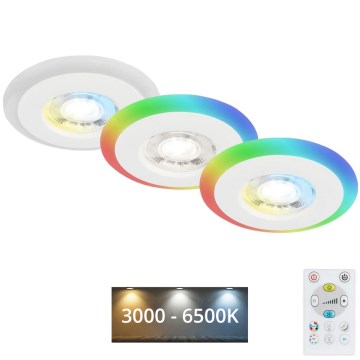 Briloner - SET 3x LED RGBW Lámpara empotrable regulable para el baño LED/5W/230V 3000-6500K IP44 + control remoto