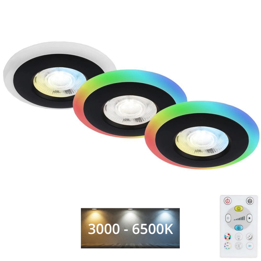 Briloner - SET 3x LED RGBW Lámpara empotrable regulable para el baño LED/5W/230V 3000-6500K IP44 + control remoto