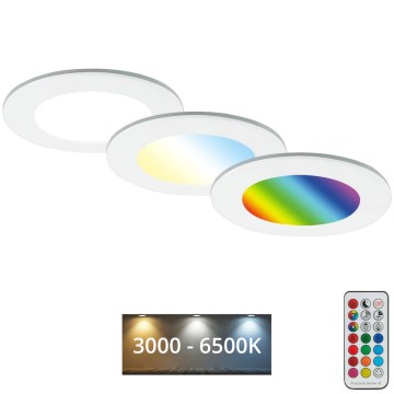 Briloner - SET 3x RGBW Lámpara empotrable de baño LED regulable LED/4,8W/230V 3000-6500K IP65 + control remoto