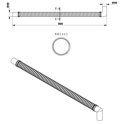 Bruckner - Codo de conexión flexible para tubo 80 cm blanco