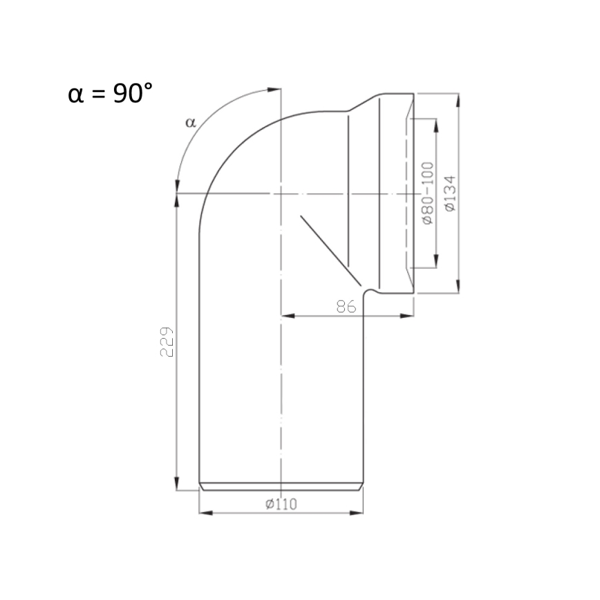 Bruckner - Conector de desagüe de inodoro 90° 11 cm blanco