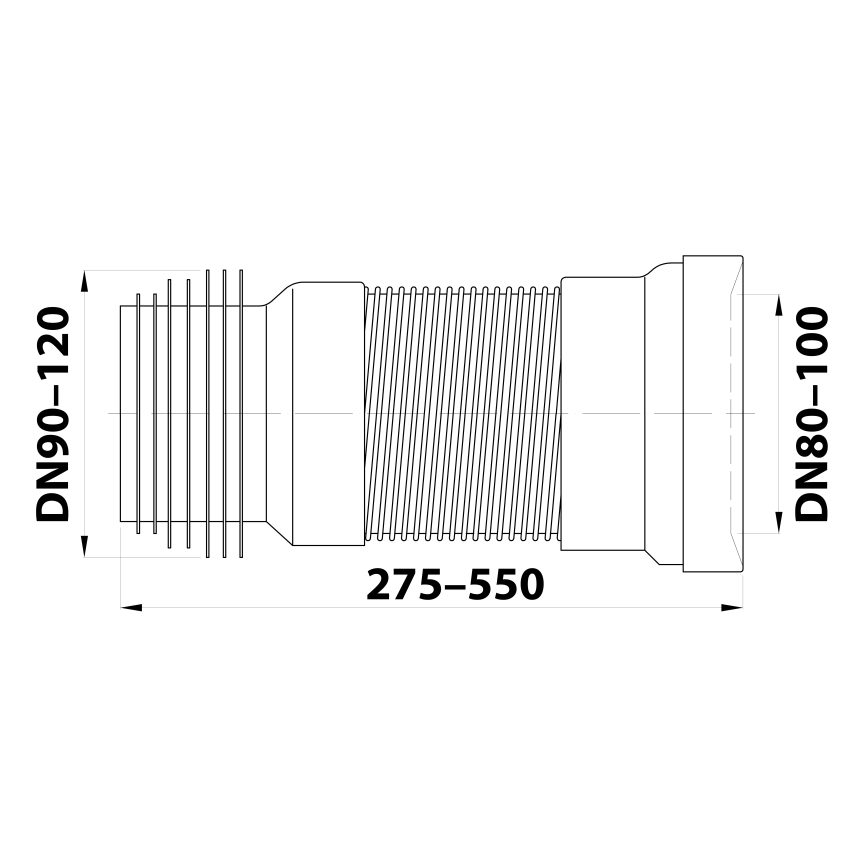 Bruckner - Conector flexible para desagüe de inodoro 27,5-55 cm blanco