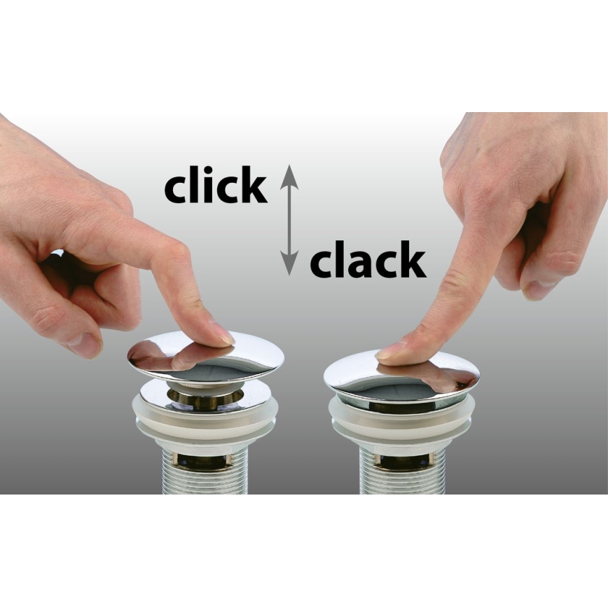 Bruckner - Desagüe para lavabo sin rebosadero CLICK-CLACK diá. 6,4 cm cromo brillante