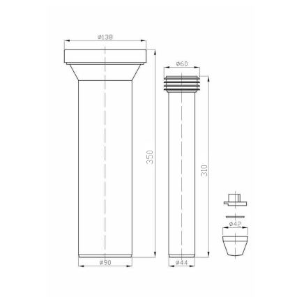 Bruckner - Kit de conexión para inodoro suspendido 35 cm negro