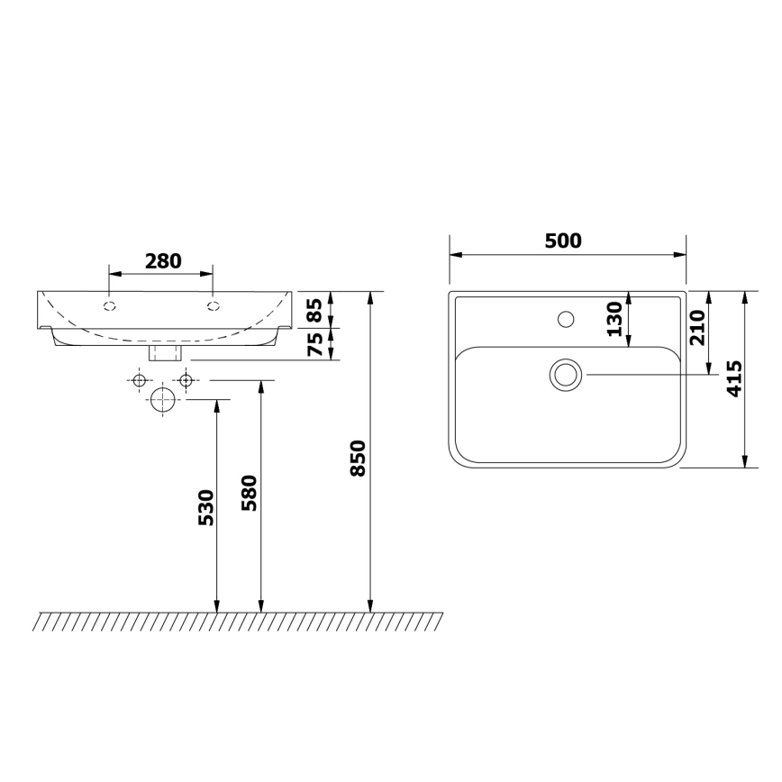 Bruckner - Lavabo empotrado NEON 50x41,5 cm cerámica/blanco