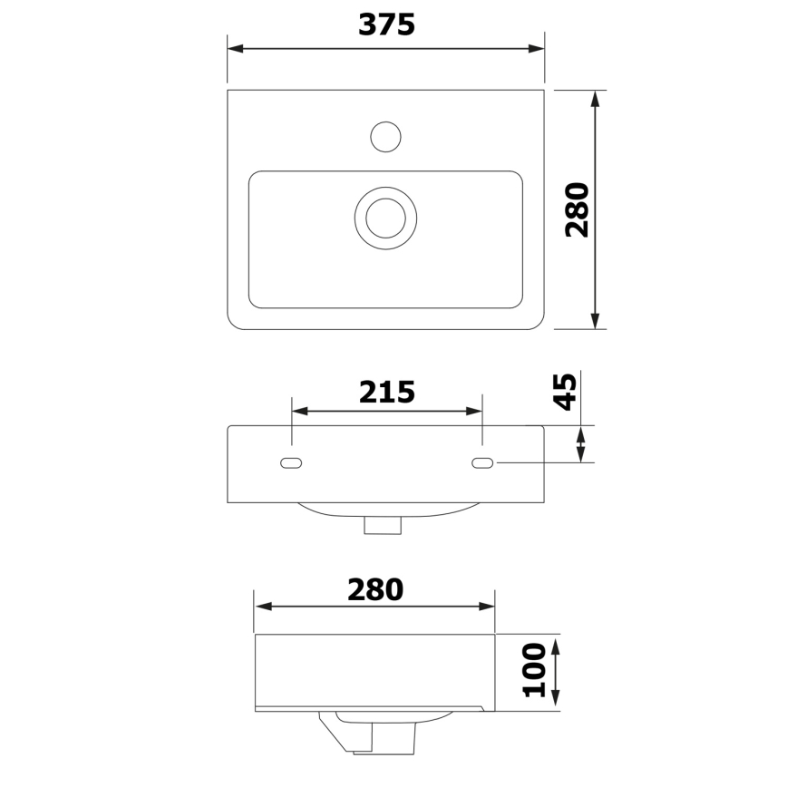 Bruckner - Lavabo NOAM 37,5x28 cm cerámica/blanco