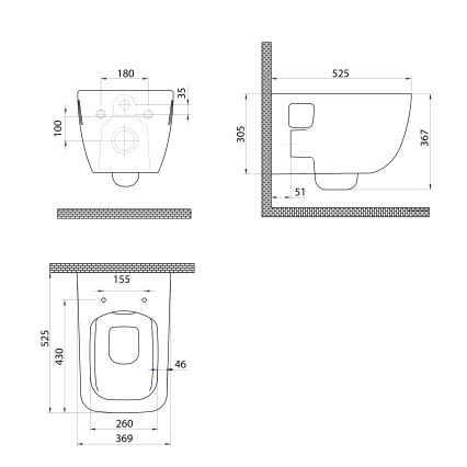 Bruckner - Sifón con tuerca de unión y codo angular Rimless WALTER cerámica/blanco