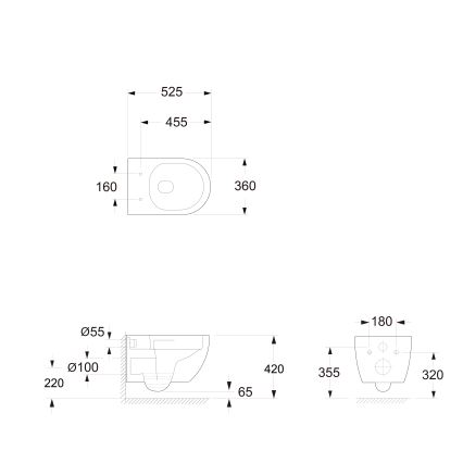 Bruckner - Sifón con tuerca de unión y codo angular Vortex Rimless FULDA cerámica/blanco