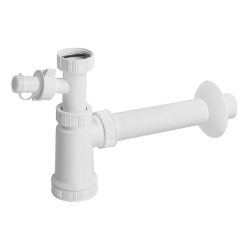 Bruckner - Sifón de lavabo con pieza de conexión con ramal DN40 blanco