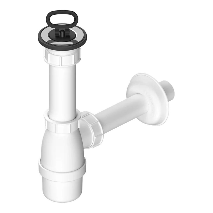 Bruckner - Sifón de lavabo con residuos DN40 blanco/acero inoxidable