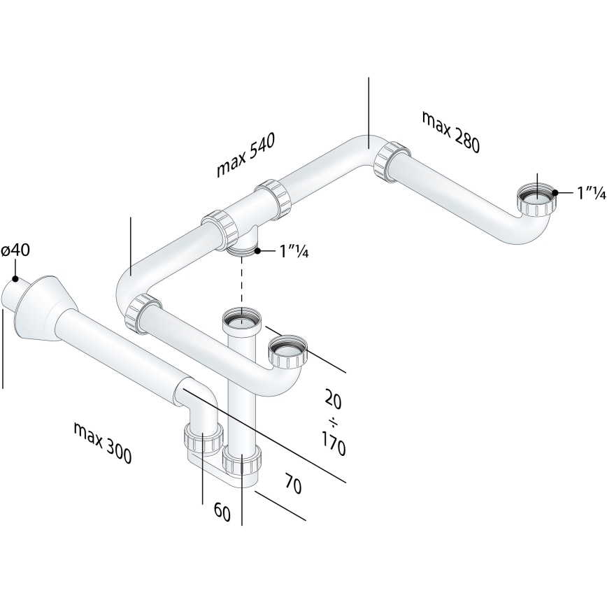Bruckner - Sifón para lavabo doble MOSQUITO DN40 blanco