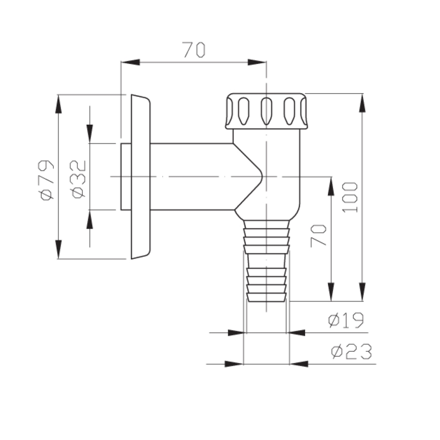 Bruckner - Sifón para lavadora exterior DN32 cromo brillante