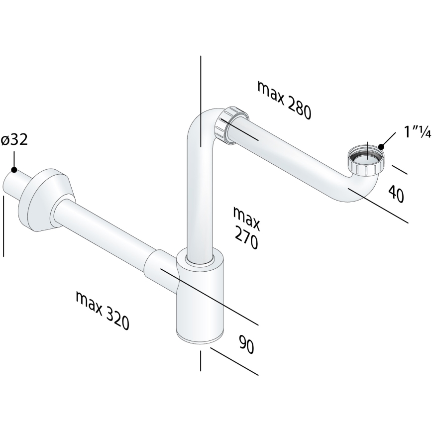 Bruckner - Sifón para mueble de lavabo CRONO DN32 blanco