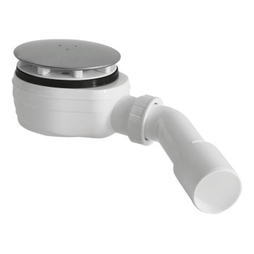 Bruckner - Sifón para plato de ducha bajo DN40/50 blanco/acero inoxidable pulido