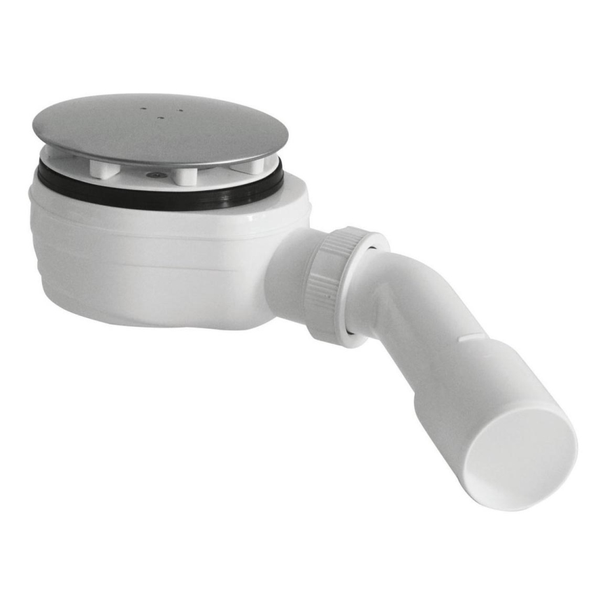Bruckner - Sifón para plato de ducha bajo DN40/50 blanco/acero inoxidable pulido