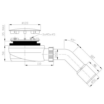 Bruckner - Sifón para plato de ducha bajo DN40/50 blanco/acero inoxidable pulido