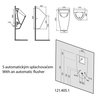 Bruckner - Urinario SCHWARN entrada trasera, desagüe trasero cerámica/blanco