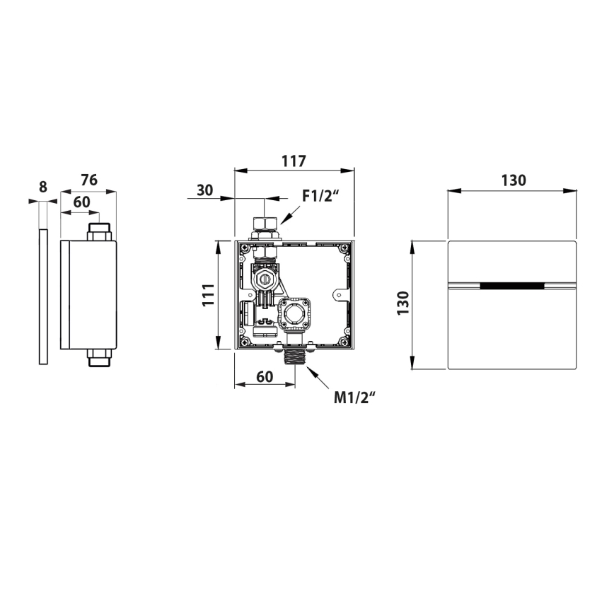 Bruckner - Válvula de descarga automática con sensor para urinarios 6V DC/4xAA acero inoxidable