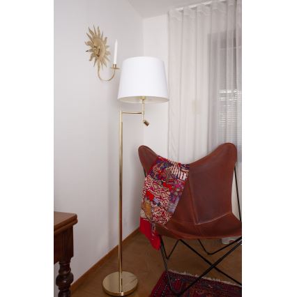 ByRydens - Lámpara LED de pie ORLANDO 1xE27/5W/230V + LED/3W blanco/dorado diá. 36 cm