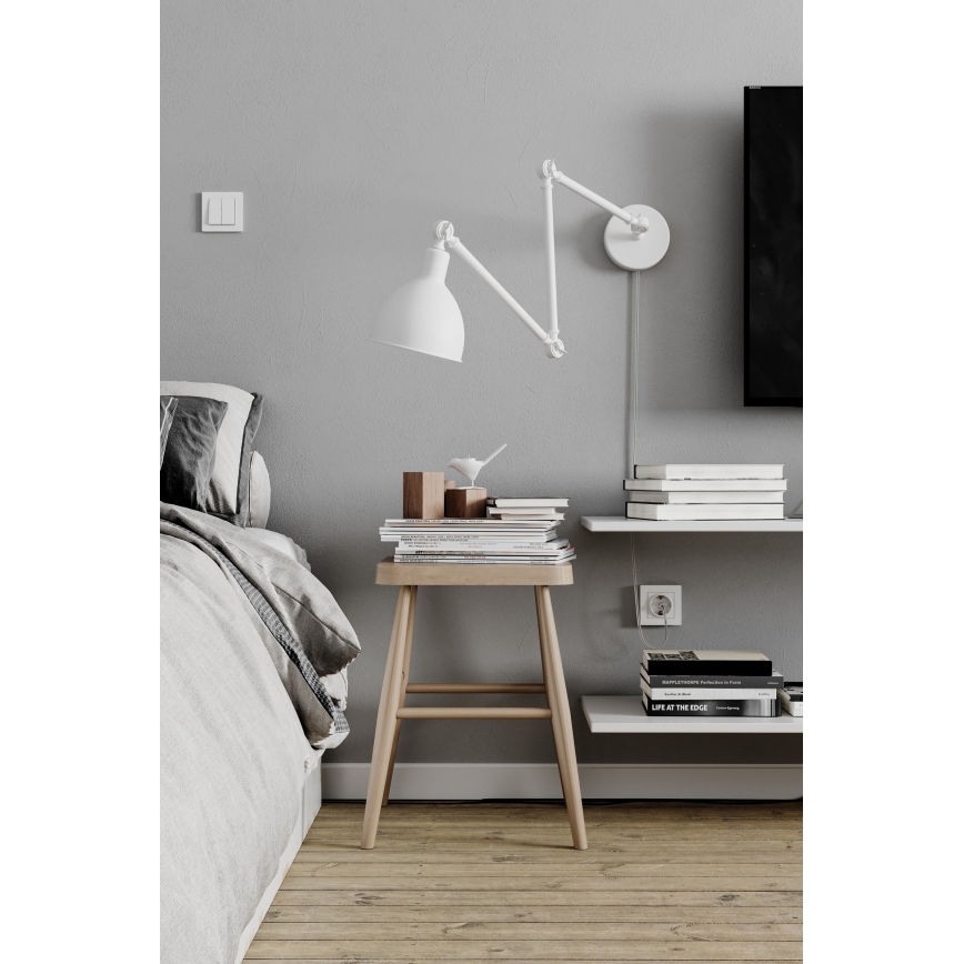 ByRydens - Aplique regulable BAZAR 1xE27/5W/230V blanco