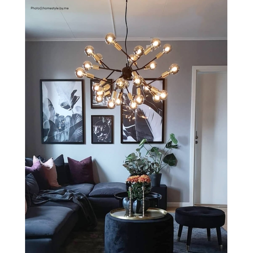 ByRydens - Lámpara colgante HEROES 24xE27/5W/230V negro diá. 80 cm