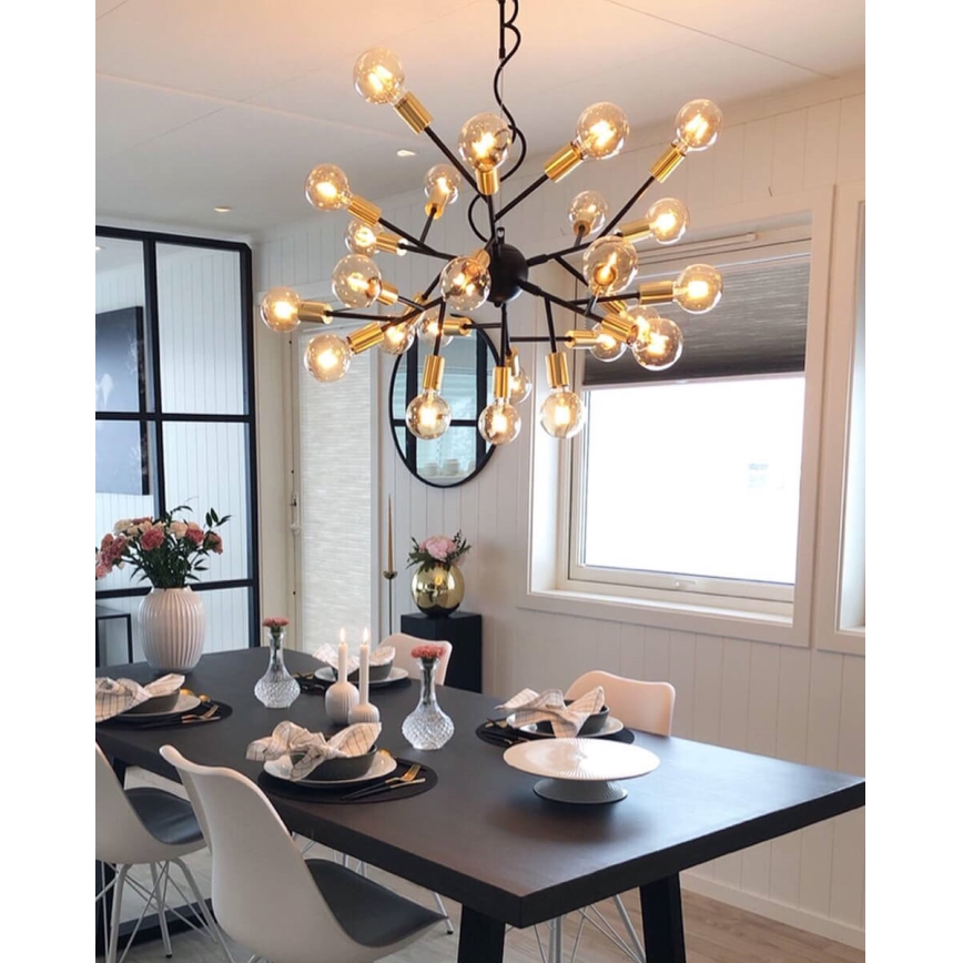 ByRydens - Lámpara colgante HEROES 24xE27/5W/230V negro diá. 80 cm