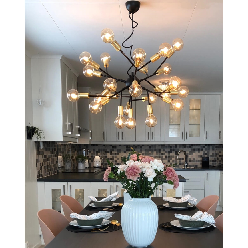 ByRydens - Lámpara colgante HEROES 24xE27/5W/230V negro diá. 80 cm