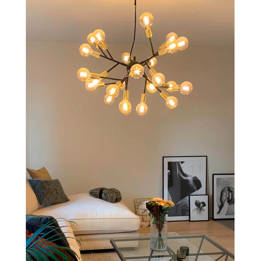 ByRydens - Lámpara colgante HEROES 24xE27/5W/230V negro diá. 80 cm