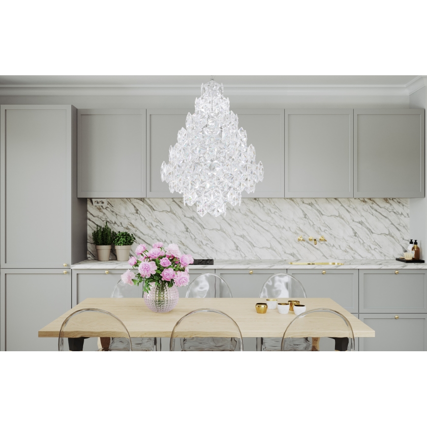 ByRydens - Lámpara colgante con cadena MONARQUE GRANDE 11xE14/5W/230V transparente diá. 58 cm