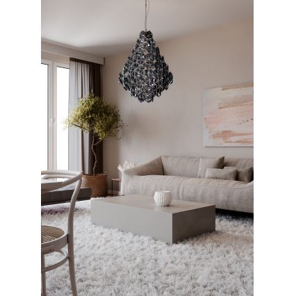 ByRydens - Lámpara colgante con cadena MONARQUE GRANDE 11xE14/5W/230V negro diá. 58 cm