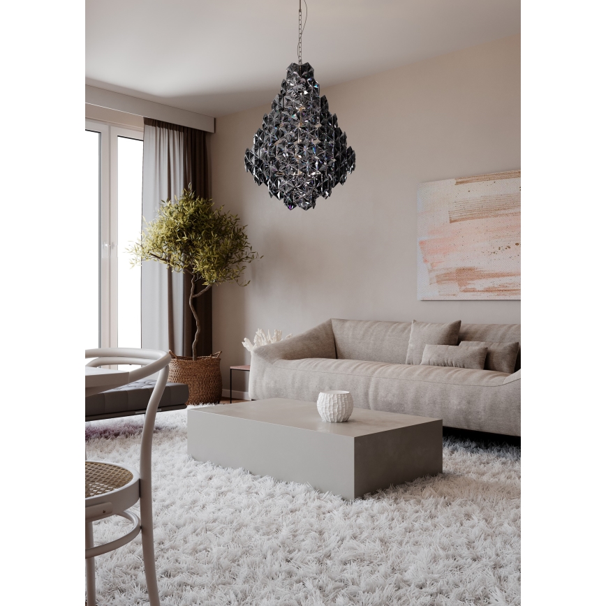 ByRydens - Lámpara colgante con cadena MONARQUE GRANDE 11xE14/5W/230V negro diá. 58 cm
